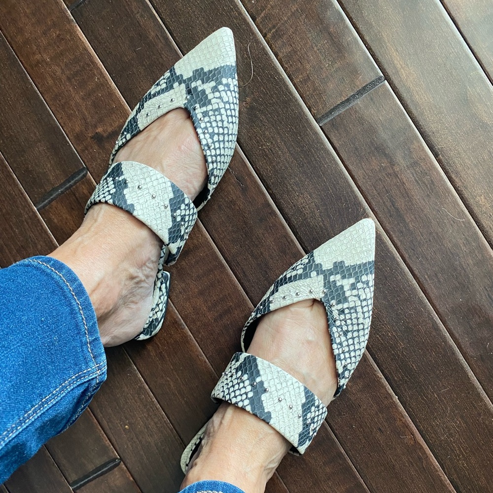 Vince Camuto Black and White Print Mule